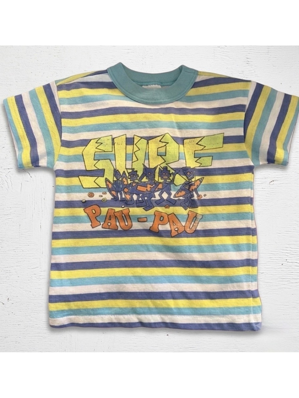 Vintage Surf Kids Striped Graphic T-Shirt Size 3T/4T